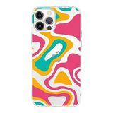 PrintiFy Apple iPhone 12 Pro Max ile Uyumlu Kapak Renkli Desen B Tasarımlı 1mm Fit Şeffaf Silikon Kılıf Turuncu