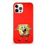 Printify Apple Iphone 12 Pro Max Soft Premier Kapak Sünger Bob Tasarımlı Silikon Kılıf - Kırmızı