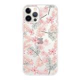 Printify Apple iPhone 12 Pro Max Uyumlu Kapak Floral Kırmızı Tasarımlı Şeffaf Silikon Kılıf