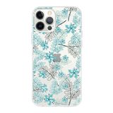 Printify Apple iPhone 12 Pro Max Uyumlu Kapak Floral Su Yeşili Tasarımlı Şeffaf Silikon Kılıf