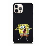 Printify Apple Iphone 12 Pro Soft Premier Kapak Sünger Bob Tasarımlı Silikon Kılıf - Siyah