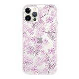 Printify Apple iPhone 12 Pro Uyumlu Kapak Floral Pudra Tasarımlı Şeffaf Silikon Kılıf