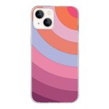 PrintiFy Apple iPhone 13 ile Uyumlu Kapak Renk Cümbüşü F Tasarımlı 1mm Fit Şeffaf Silikon Kılıf Pembe