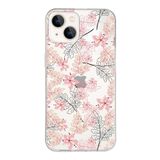 Printify Apple iPhone 13 Mini Uyumlu Kapak Floral Kırmızı Tasarımlı Şeffaf Silikon Kılıf