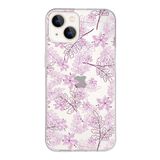 Printify Apple iPhone 13 Mini Uyumlu Kapak Floral Pudra Tasarımlı Şeffaf Silikon Kılıf