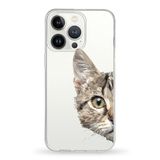 PrintiFy Apple iPhone 13 Pro Max ile Uyumlu Kapak Catface Tasarımlı 1mm Fit Şeffaf Silikon Kılıf