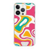 PrintiFy Apple iPhone 13 Pro Max ile Uyumlu Kapak Renkli Desen B Tasarımlı 1mm Fit Şeffaf Silikon Kılıf Turuncu