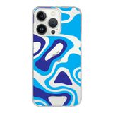 PrintiFy Apple iPhone 13 Pro Max ile Uyumlu Kapak Renkli Desen C Tasarımlı 1mm Fit Şeffaf Silikon Kılıf Mavi