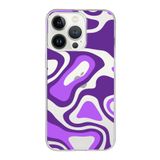 PrintiFy Apple iPhone 13 Pro Max ile Uyumlu Kapak Renkli Desen F Tasarımlı 1mm Fit Şeffaf Silikon Kılıf Mor