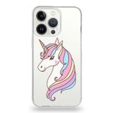 PrintiFy Apple iPhone 13 Pro Max ile Uyumlu Kapak Unicorn Tasarımlı 1mm Fit Şeffaf Silikon Kılıf