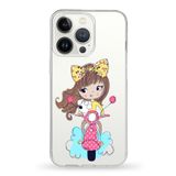 PrintiFy Apple iPhone 13 Pro Max ile Uyumlu Kapak Vespagirl Tasarımlı 1mm Fit Şeffaf Silikon Kılıf