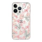 Printify Apple iPhone 13 Pro Max Uyumlu Kapak Floral Kırmızı Tasarımlı Şeffaf Silikon Kılıf