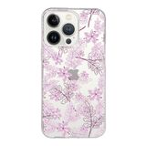 Printify Apple iPhone 13 Pro Max Uyumlu Kapak Floral Pudra Tasarımlı Şeffaf Silikon Kılıf