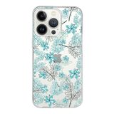 Printify Apple iPhone 13 Pro Max Uyumlu Kapak Floral Su Yeşili Tasarımlı Şeffaf Silikon Kılıf