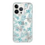 Printify Apple iPhone 13 Pro Uyumlu Kapak Floral Su Yeşili Tasarımlı Şeffaf Silikon Kılıf