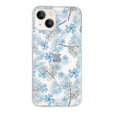 Printify Apple iPhone 13 Uyumlu Kapak Floral Mavi Tasarımlı Şeffaf Silikon Kılıf
