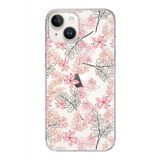 Printify Apple iPhone 14 Plus Uyumlu Kapak Floral Kırmızı Tasarımlı Şeffaf Silikon Kılıf