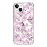 Printify Apple iPhone 14 Plus Uyumlu Kapak Floral Pembe Tasarımlı Şeffaf Silikon Kılıf