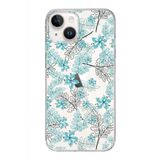 Printify Apple iPhone 14 Plus Uyumlu Kapak Floral Su Yeşili Tasarımlı Şeffaf Silikon Kılıf