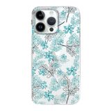 Printify Apple iPhone 14 Pro Max Uyumlu Kapak Floral Su Yeşili Tasarımlı Şeffaf Silikon Kılıf