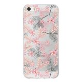 Printify Apple iPhone 5S Uyumlu Kapak Floral Kırmızı Tasarımlı Şeffaf Silikon Kılıf