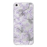 Printify Apple iPhone 5S Uyumlu Kapak Floral Lila Tasarımlı Şeffaf Silikon Kılıf