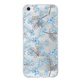 Printify Apple iPhone 5S Uyumlu Kapak Floral Mavi Tasarımlı Şeffaf Silikon Kılıf