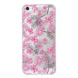 Printify Apple iPhone 5S Uyumlu Kapak Floral Pembe Tasarımlı Şeffaf Silikon Kılıf