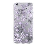 Printify Apple iPhone 6 Plus Uyumlu Kapak Floral Lila Tasarımlı Şeffaf Silikon Kılıf