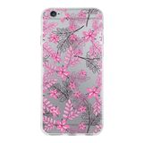 Printify Apple iPhone 6 Plus Uyumlu Kapak Floral Pembe Tasarımlı Şeffaf Silikon Kılıf