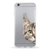 PrintiFy Apple iPhone 6S Plus ile Uyumlu Kapak Catface Tasarımlı 1mm Fit Şeffaf Silikon Kılıf