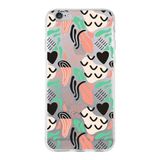 PrintiFy Apple iPhone 6S Plus ile Uyumlu Kapak Memphis Desen - 1 Tasarımlı 1mm Fit Şeffaf Silikon Kılıf