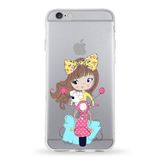 PrintiFy Apple iPhone 6S Plus ile Uyumlu Kapak Vespagirl Tasarımlı 1mm Fit Şeffaf Silikon Kılıf