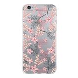 Printify Apple iPhone 6S Plus Uyumlu Kapak Floral Kırmızı Tasarımlı Şeffaf Silikon Kılıf