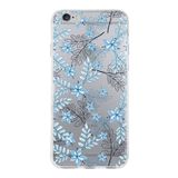 Printify Apple iPhone 6S Plus Uyumlu Kapak Floral Mavi Tasarımlı Şeffaf Silikon Kılıf