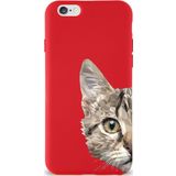 Printify Apple Iphone 6S Plus Uyumlu Lansman Kılıf Catface Tasarımlı Içi Kadife Kapak-Kırmızı