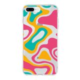 PrintiFy Apple iPhone 7 Plus ile Uyumlu Kapak Renkli Desen B Tasarımlı 1mm Fit Şeffaf Silikon Kılıf Turuncu