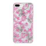 Printify Apple iPhone 7 Plus Uyumlu Kapak Floral Pembe Tasarımlı Şeffaf Silikon Kılıf