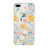 PrintiFy Apple iPhone 8 Plus ile Uyumlu Kapak Çiçek Tasarımlı 1mm Fit Şeffaf Silikon Kılıf