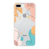 PrintiFy Apple iPhone 8 Plus ile Uyumlu Kapak Karışık Renkler Tasarımlı 1mm Fit Şeffaf Silikon Kılıf