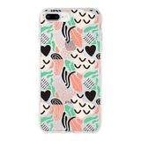 PrintiFy Apple iPhone 8 Plus ile Uyumlu Kapak Memphis Desen - 1 Tasarımlı 1mm Fit Şeffaf Silikon Kılıf