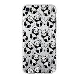 PrintiFy Apple iPhone 8 Plus ile Uyumlu Kapak Panda Tasarımlı 1mm Fit Şeffaf Silikon Kılıf