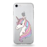 PrintiFy Apple iPhone 8 Plus ile Uyumlu Kapak Unicorn Tasarımlı 1mm Fit Şeffaf Silikon Kılıf