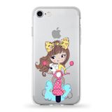 PrintiFy Apple iPhone 8 Plus ile Uyumlu Kapak Vespagirl Tasarımlı 1mm Fit Şeffaf Silikon Kılıf
