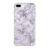 Printify Apple iPhone 8 Plus Uyumlu Kapak Floral Lila Tasarımlı Şeffaf Silikon Kılıf