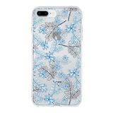 Printify Apple iPhone 8 Plus Uyumlu Kapak Floral Mavi Tasarımlı Şeffaf Silikon Kılıf