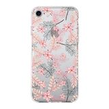 Printify Apple iPhone 8 Uyumlu Kapak Floral Kırmızı Tasarımlı Şeffaf Silikon Kılıf