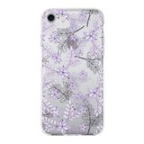 Printify Apple iPhone 8 Uyumlu Kapak Floral Lila Tasarımlı Şeffaf Silikon Kılıf