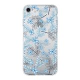 Printify Apple iPhone 8 Uyumlu Kapak Floral Mavi Tasarımlı Şeffaf Silikon Kılıf