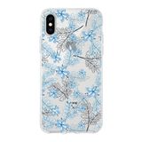 Printify Apple iPhone X Uyumlu Kapak Floral Mavi Tasarımlı Şeffaf Silikon Kılıf
